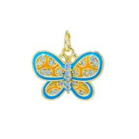 Cubic Zirconia Micro Pave Brass Pendant, Butterfly, micro pave cubic zirconia & enamel, more colors for choice, nickel, lead & cadmium free, Sold By PC