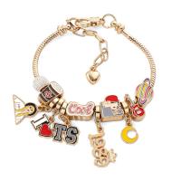 Zinc Alloy European Bracelet with 2inch extender chain gold color plated Unisex & enamel Length Approx 7 Inch Sold By PC