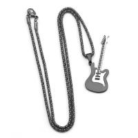 304 Edelstahl Halskette, Gitarre, plattiert, Vintage & für den Menschen, keine, Länge:ca. 23.6 ZollInch, verkauft von PC