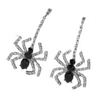 Zinc Alloy Drop Earring Spider platinum color plated Halloween Jewelry Gift & for woman & with rhinestone Sold By Pair