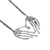 Zinc Alloy Halskæde, Hand, platin farve forgyldt, Halloween smykker gave & oval kæde & for mennesket, Længde Ca. 16.1-19 inch, Solgt af PC