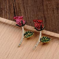 Zinc Alloy Brooches Rose for woman & with rhinestone nickel lead & cadmium free Sold By PC