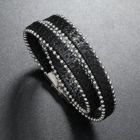 PU Leather Bracelet with Zinc Alloy fashion jewelry & for man & with rhinestone Length Approx 40 cm Sold By PC