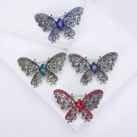 Zinc Alloy Brooches Butterfly silver color plated vintage & fashion jewelry & for woman & with rhinestone & hollow nickel lead & cadmium free Sold By PC