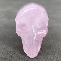 Fashion Decoration, Rose Quartz, Skull, Carved, for home and office, pink, 70mm, Sold By PC