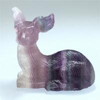 Fashion Decoration, Purple Fluorite, Deer, Carved, for home and office, mixed colors, 50x25x23mm, Sold By PC