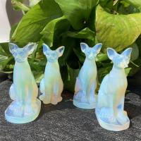 Fashion Decoration, Opal, Cat, Carved, for home and office, white, 75mm, Sold By PC