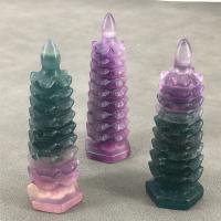 Fashion Decoration Colorful Fluorite Tower Carved for home and office mixed colors 75mm Sold By PC
