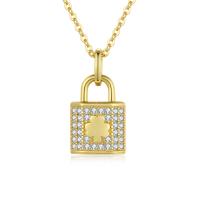 Cubic Zircon Micro Pave 925 Sterling Silver Necklace with 1.97inch extender chain Lock 18K gold plated fashion jewelry & micro pave cubic zirconia & for woman nickel lead & cadmium free Length Approx 15.74 Inch Sold By PC