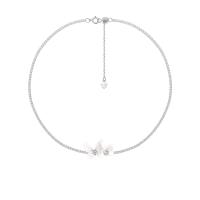 Cubic Zircon Micro Pave 925 Sterling Silver Necklace with Acrylic with 1.97inch extender chain Butterfly fashion jewelry & micro pave cubic zirconia & for woman nickel lead & cadmium free Length Approx 13.77 Inch Sold By PC