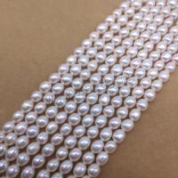 Cultured Rice Freshwater Pearl Beads, DIY, white, Length about 5-6mm, Approx 55PCs/Strand, Sold By Strand