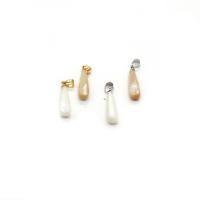 Shell Pendants, with Brass, Teardrop, plated, DIY, more colors for choice, 6x20mm, Sold By PC