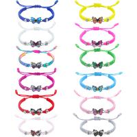 Fashion Bracelet & Bangle Jewelry, Knot Cord, with Tibetan Style, Butterfly, silver color plated, fashion jewelry & Unisex & adjustable, more colors for choice, Length:Approx 17-28 cm, Sold By PC