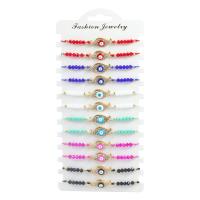 Evil Eye Jewelry Bracelet Knot Cord with Crystal & Zinc Alloy gold color plated 12 pieces & fashion jewelry & adjustable & enamel & with rhinestone mixed colors Length Approx 10-27 cm Sold By Set