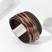 PU Leather Cord Bracelets with Zinc Alloy plated fashion jewelry & for woman Length 19.5 cm Sold By PC
