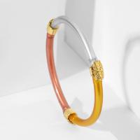 Bracelets en silicone, avec alliage de zinc, Placage de couleur d'or, bijoux de mode & pour femme, plus de couleurs à choisir, Diamètre intérieur:Environ 65mm, Vendu par PC