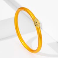 Bracelets en silicone, avec alliage de zinc, Placage de couleur d'or, bijoux de mode & pour femme, plus de couleurs à choisir, Diamètre intérieur:Environ 65mm, Vendu par PC