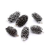 Brass Jewelry Pendants Pinecone with Brass Pinecone silver color plated DIY Sold By PC