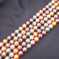 Natürliche Süßwasser Muschel Perlen, Muschelkern, rund, plattiert, DIY & verschiedene Größen vorhanden, gemischte Farben, verkauft per ca. 38 cm Strang