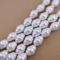 Natural Freshwater Shell Beads, Shell Pearl, Rice, DIY, white, 13x17mm, Approx 23PCs/Strand, Sold Per Approx 38 cm Strand