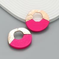 Zinc Alloy Stud Earring with Wood Round stoving varnish fashion jewelry & for woman nickel lead & cadmium free Sold By Pair