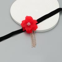 Collar Necklace Zinc Alloy with Cloth & Resin & Acrylic with 8.5cm extender chain Flower plated fashion jewelry & for woman nickel lead & cadmium free Length Approx 32.1 cm Sold By PC