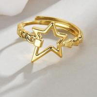 Stainless Steel Finger Ring, 304 Stainless Steel, Star, plated, fashion jewelry & for woman, gold, nickel, lead & cadmium free, Internal Diameter:18mm, Sold By PC