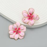Tibetan Style Stud Earring, Flower, fashion jewelry & for woman & enamel, more colors for choice, nickel, lead & cadmium free, 45x43mm, Sold By Pair