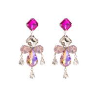Zinc Alloy Stud Earring with Glass Rhinestone plated for woman Sold By Pair