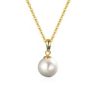 925 Sterling Silver Necklaces, with Plastic Pearl, with 5CM extender chain, plated, for woman, more colors for choice, Length:Approx 40 cm, Sold By PC