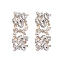 Zinc Alloy Stud Earring with Glass Rhinestone plated for woman & with rhinestone Sold By Pair
