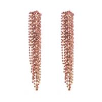 Fashion Fringe Earrings Zinc Alloy plated for woman & with rhinestone Sold By Pair