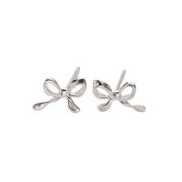 925 Sterling Silver Stud Earrings Bowknot plated for woman platinum color Sold By Pair