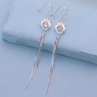 925 Sterling Silver Drop &  Dangle Earrings plated & micro pave cubic zirconia & for woman platinum color Sold By PC