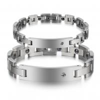 Bracelet d'acier titane, Placage, unisexe & styles différents pour le choix & avec strass, couleur originale, Vendu par PC