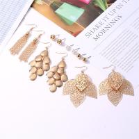 Zinc Alloy Drop Earrings with Plastic Pearl 6 pieces & fashion jewelry & for woman nickel lead & cadmium free Sold By Set