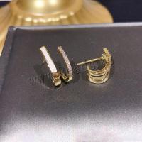 alliage de zinc boucle d oreille dormeuse, Motif géométrique, Placage de couleur d'or, pavé de micro zircon & pour femme & émail, 7x10mm, Vendu par paire