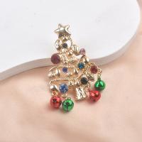 Christmas Brooches Zinc Alloy Christmas Bell gold color plated Christmas Design & for woman & with rhinestone nickel lead & cadmium free Sold By PC