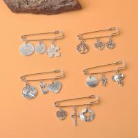 Zinc Alloy Brooches Safety Pin silver color plated & for woman nickel lead & cadmium free Sold By PC