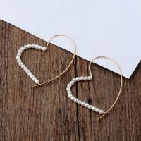Zinc Alloy Drop Earrings with Plastic Pearl Heart fashion jewelry & for woman golden nickel lead & cadmium free Sold By Pair