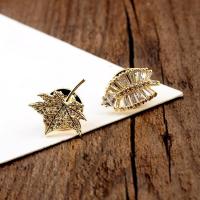 Cubic Zirconia Brooch, Brass, Leaf, Unisex & different styles for choice & micro pave cubic zirconia, golden, nickel, lead & cadmium free, Sold By PC