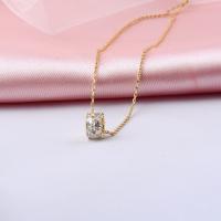 Cubic Zircon Micro Pave Brass Necklace, with 5cm extender chain, 18K gold plated, micro pave cubic zirconia & for woman, golden, nickel, lead & cadmium free, pendant size  5x8cm, Length:Approx 45 cm, Sold By PC