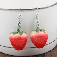 Akryl smykker ørering, Strawberry, mode smykker & for kvinde, 20x25mm, Solgt af par