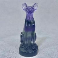 Fashion Decoration Colorful Fluorite Cat Carved for home and office mixed colors 70mm Sold By PC