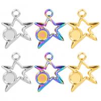 304 Stainless Steel Pendant Setting, Star, Vacuum Ion Plating, DIY & hollow, more colors for choice, 13x15mm, Sold By PC