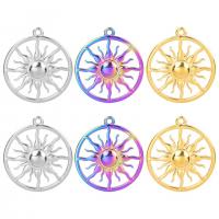 304 Stainless Steel Pendant, Flat Round, Vacuum Ion Plating, DIY & hollow, more colors for choice, 24x27mm, Sold By PC