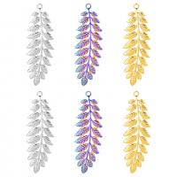 304 Stainless Steel Pendant, Leaf, Vacuum Ion Plating, DIY, more colors for choice, 20x60mm, Sold By PC