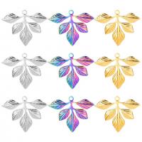 Stainless Steel Pendants, 304 Stainless Steel, Leaf, Vacuum Ion Plating, DIY, more colors for choice, 35x29mm, Sold By PC
