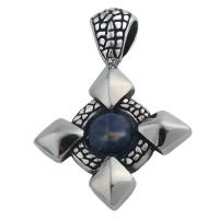 Stainless Steel Pendants, 304 Stainless Steel, with Sodalite, fashion jewelry & Unisex, 45.50x32mm, Hole:Approx 5.5*9mm, Sold By PC