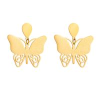 Titanium Steel  Earring, Butterfly, plated, fashion jewelry & for woman, golden, 28x30mm, Sold By Pair
